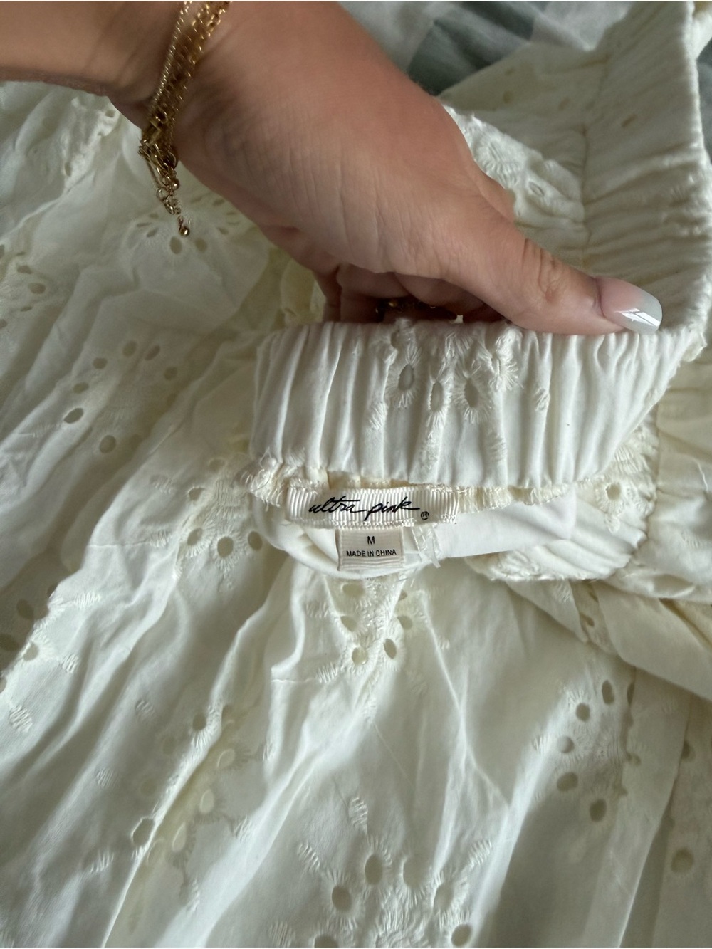 Women's White Eyelet Midi Skirt - Picture 2 of 2